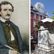 Poe and his grave in Baltimore