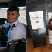 Macallan now has just completed his training to be a commercial pilot, and has got his hands on his own bottles of Macallan whisky.