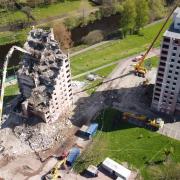 The demolition of the high flats in Irvine