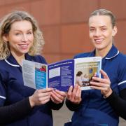 (Left to right) Cancer Research UK nurses Jess Cuddy and Laura Conaghan with Spot Cancer early leaflet