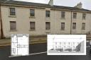 The area for the planned development on Bank Street, main pic, and, inset, the detailed plans for the three properties.
