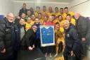 Following his final match, Rab McNaughton was presented with his jersey signed by the squad and committee.