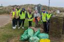 Irvine Clean Up Crew with the bags of rubbish collected from the beach