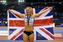 Molly Caudery celebrates after winning the pole vault  women's final during the 2024 Microplus UK Athletics Indoor Championships  Image: PA