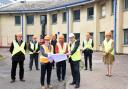 The council team, and contractors at Maress House earlier this year