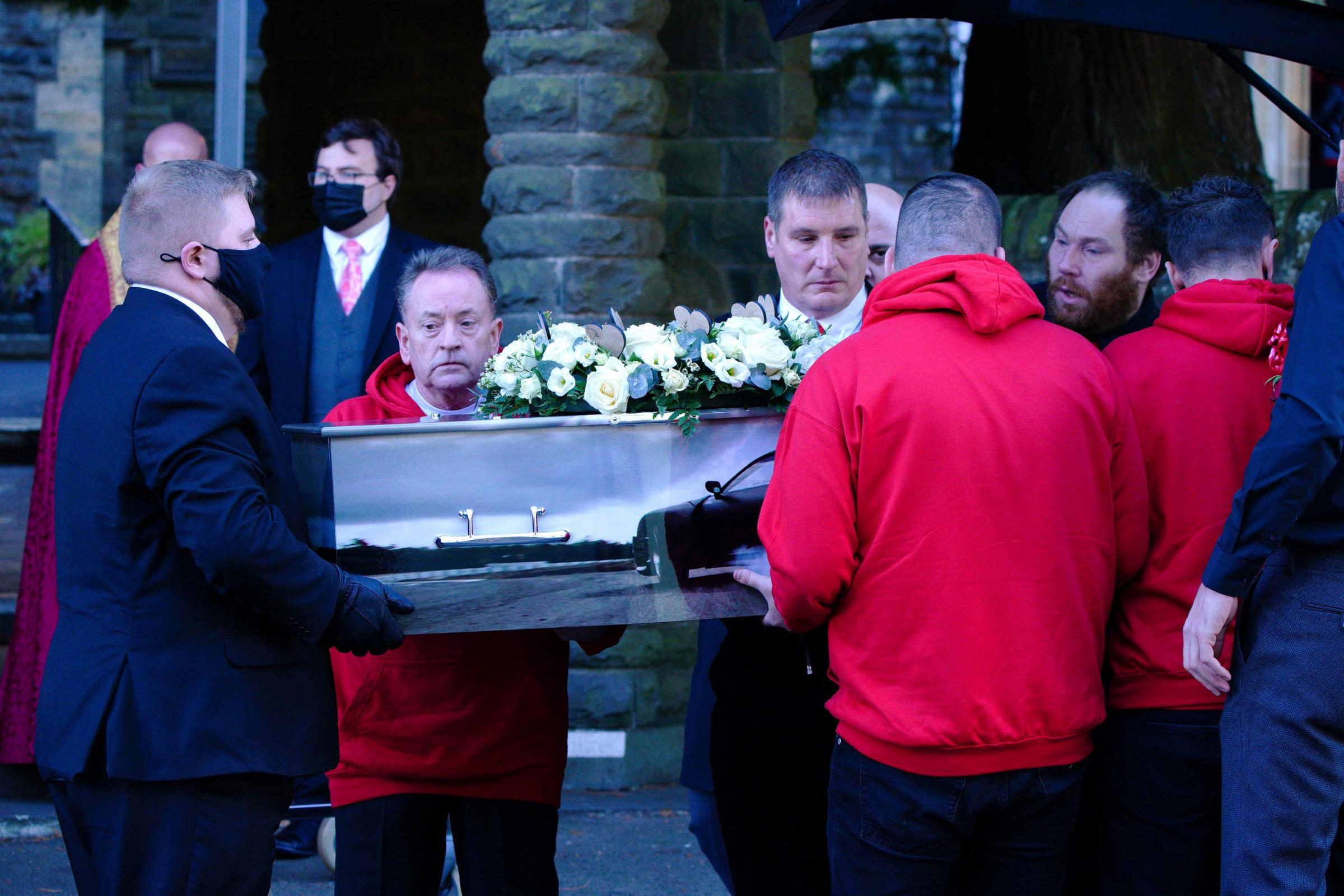 Car procession and mourners in red at funeral for boy mauled by dog Irvine Times
