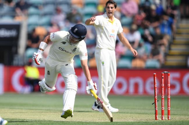 England opener Rory Burns is run out by Marnus Labuschagne on day two of the fifth Ashes Test