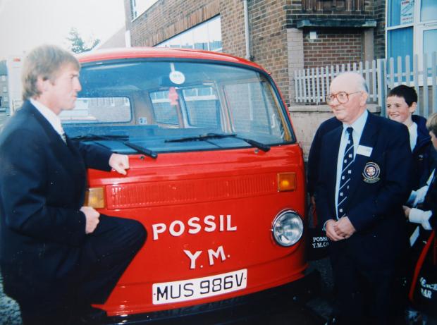 Irvine Times: Kenny Dalglish, left with Bobby Dinnie in 1995.  Bobby Dinnie, now age 89, a retired football scout, was involved with the Possil YM football team for over 60 years and was responsible for discovering footballers Kenny Dalglish, Alan Archibald, Tony