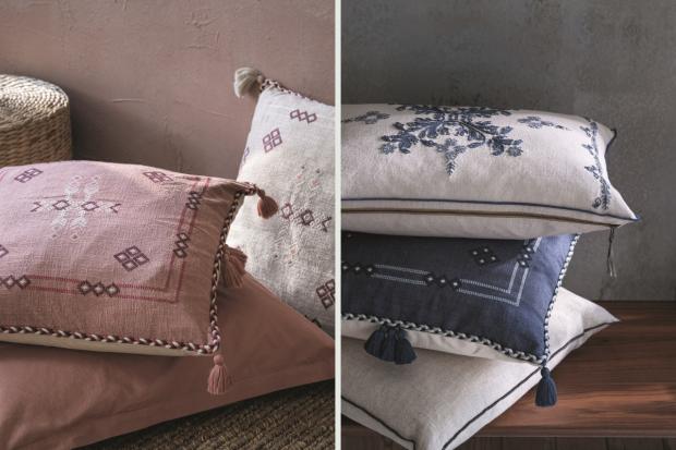 Irvine Times: M&S x Fired Earth Sofia (left) and Bolster (right) cushions. Credit: M&S