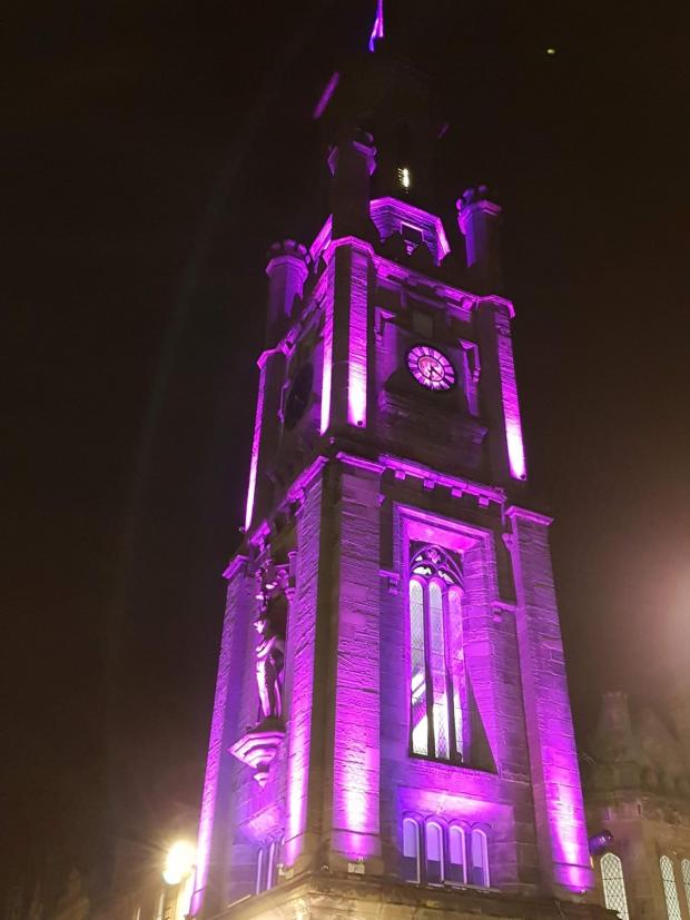 Irvine Times: The Wallace Tower also turned purple