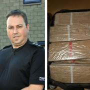 Chief Inspector Brian Shaw and stock image of seized heroin