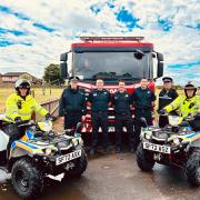 The police and fire teams at Irvine Moor