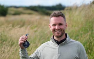 Michael Stewart celebrates earning his spot at the 151st Open championship.